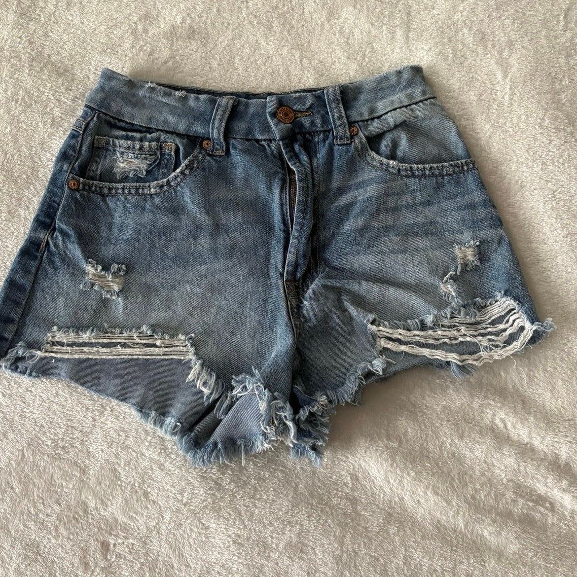 Rewash Denim Frayed Shorts, Real Curve High-Rise Size 3.